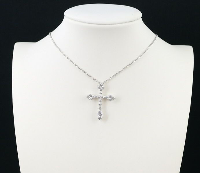 ミキモト ネックレス ダイヤ 0.73ct  クロス K18WG 