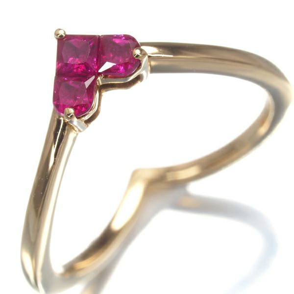 スタージュエリー リング ルビー 0.15ct ミステリアスハート ピンキー 1.5号 K18YG 