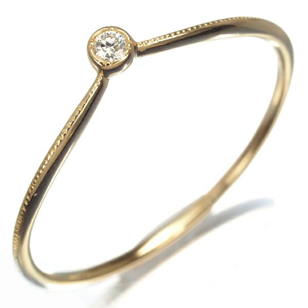 アーカー リング ダイヤ 0.02ct 　ジェルム  一粒 ミルグレイン 13号 K18YG 