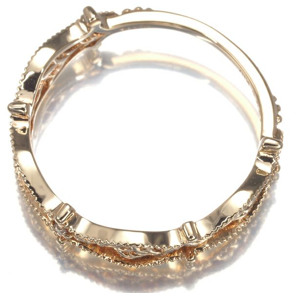 アガット リング ダイヤ 0.005ct  透かし リーフ 9号 K10PG 
