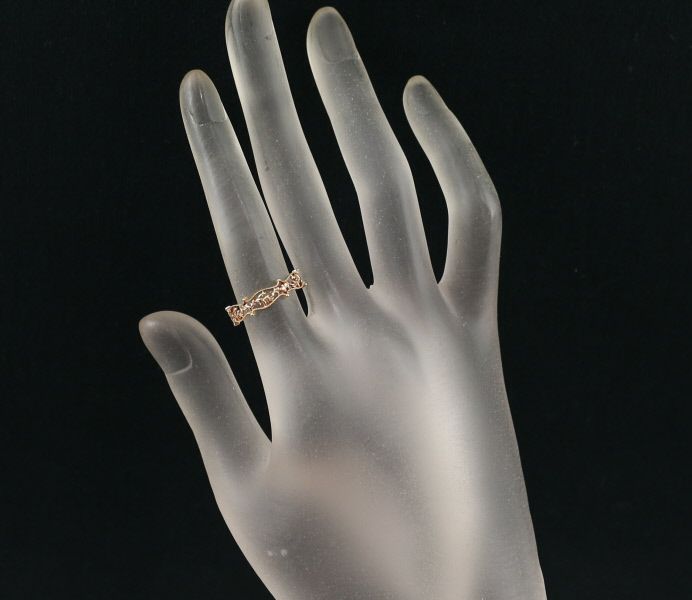 アガット リング ダイヤ 0.005ct  透かし リーフ 9号 K10PG 