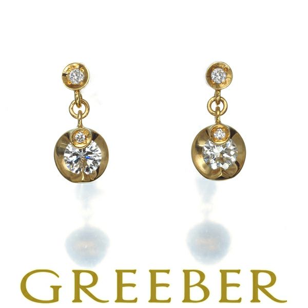 ダイヤ 0.10ct/0.013ct/0.10ct/0.013ct ピアス K18YG 