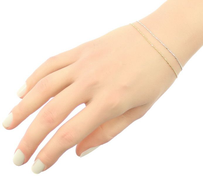 ショート&ロング チェーン ブレスレット コンビカラー 2連 K10YG/WG 