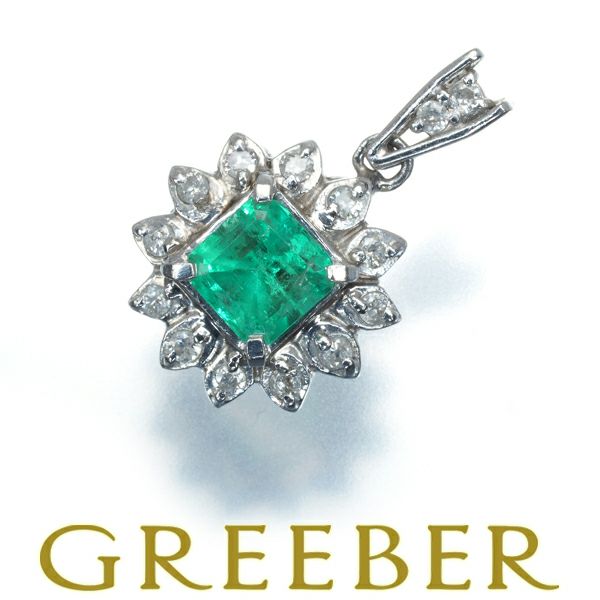 エメラルド 0.50ct ダイヤ 0.15ct クラシック  ペンダントトップ Pt900 