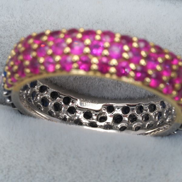 GSTV リング サファイア  ルビー  パヴェ フルエタニティ 9.5号 Pt950/K18YG 