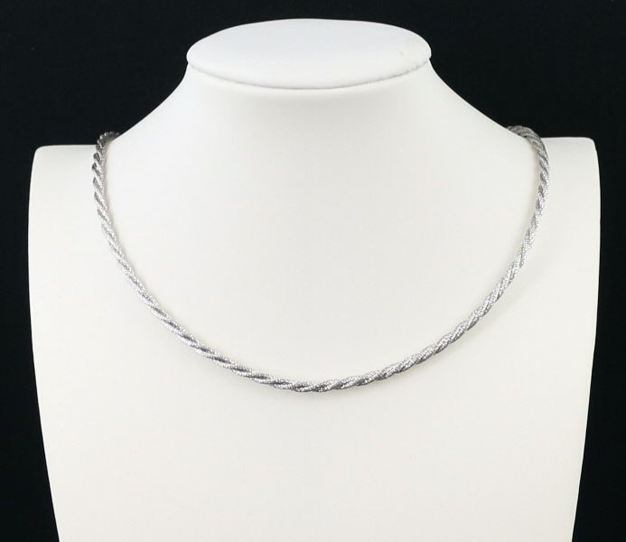 ツイスト チェーンネックレス 42cm K18WG/Pt850 