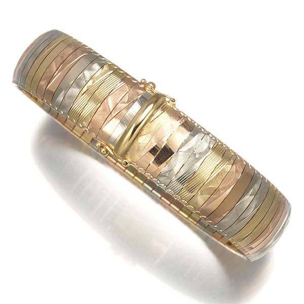スリーカラー  彫金 バングル ブレスレット 23g K14YG/WG/PG 