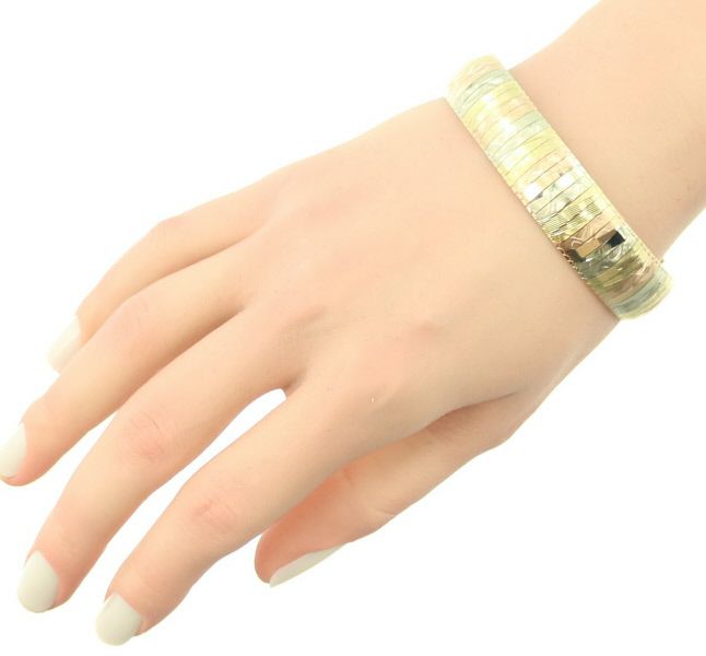 スリーカラー  彫金 バングル ブレスレット 23g K14YG/WG/PG 