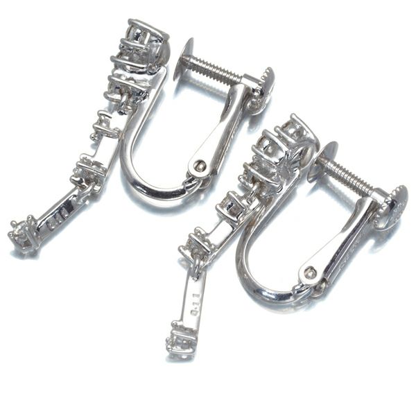 タサキ イヤリング ダイヤ 0.11ct/0.11ct  6P 揺れる K18WG 