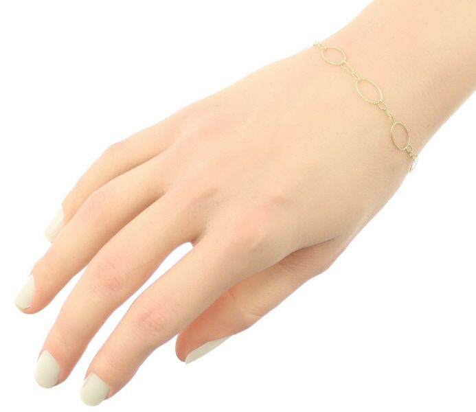 アガット ブレスレット オーバル スパイラル リンク K10PG 