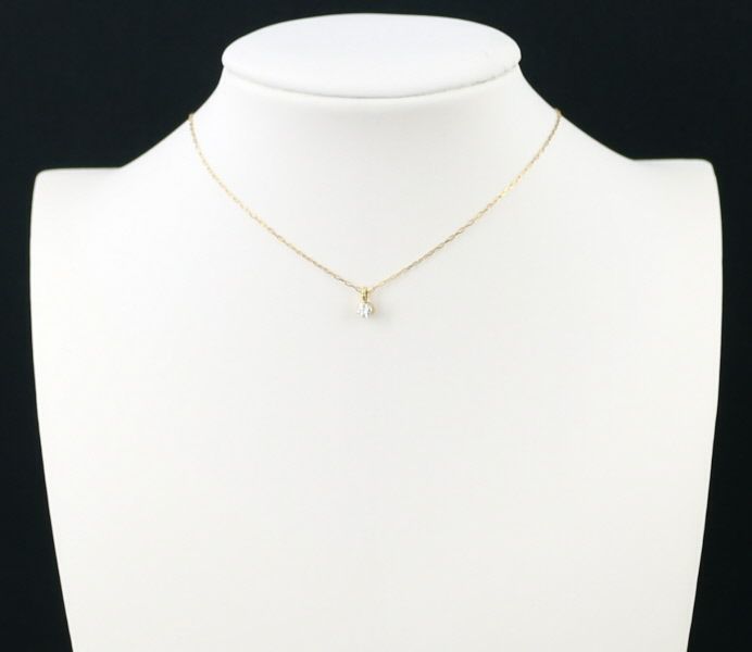 ダイヤ 0.10ct 一粒 ネックレス K18YG 