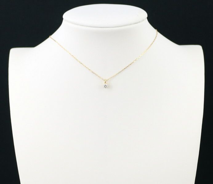 ダイヤ 0.10ct 一粒 ネックレス K18YG 
