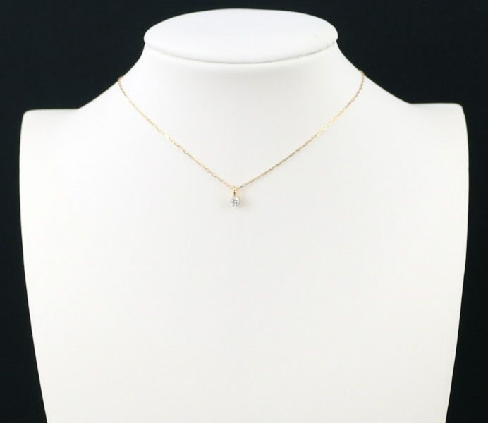 ダイヤ 0.10ct 一粒 ネックレス K18YG 