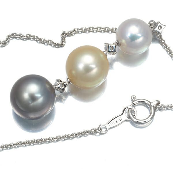 ミキモト ネックレス パール 真珠 8.0mm/9.5mm/9.7mm ゴールデン ブラック K18WG 