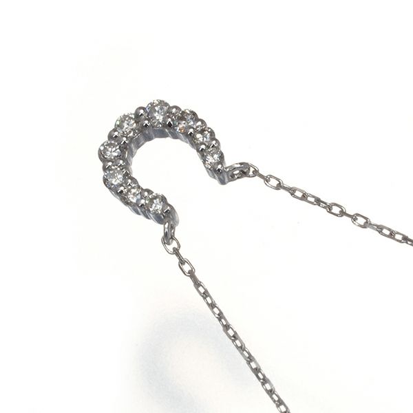 4℃ ネックレス ダイヤ  ホースシュー K18WG 