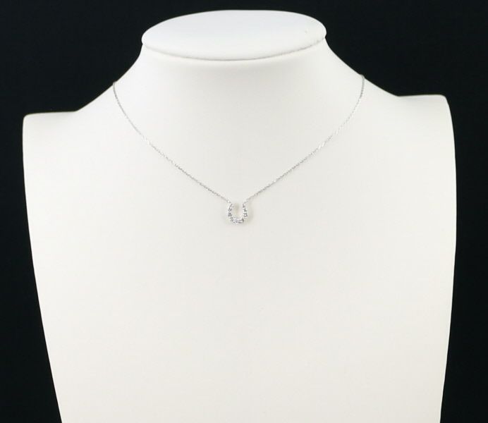 4℃ ネックレス ダイヤ  ホースシュー K18WG 