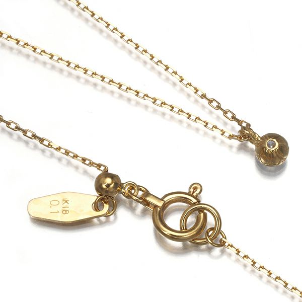 アガット ネックレス ダイヤ 0.10ct 一粒 K18YG 