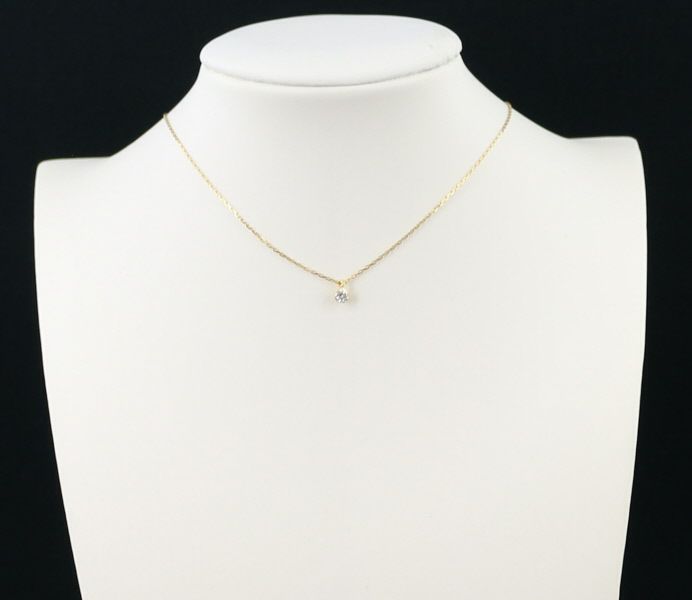 アガット ネックレス ダイヤ 0.10ct 一粒 K18YG 