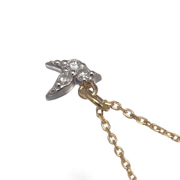 アガット ネックレス ダイヤ 0.03ct  鳥 アニマル K10YG/WG 