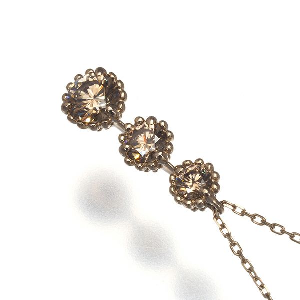 カシケイ ネックレス ブラウンダイヤ ダイヤモンド 0.40ct  ミルグレイン 3P K18BG 