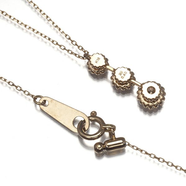 カシケイ ネックレス ブラウンダイヤ ダイヤモンド 0.40ct  ミルグレイン 3P K18BG 