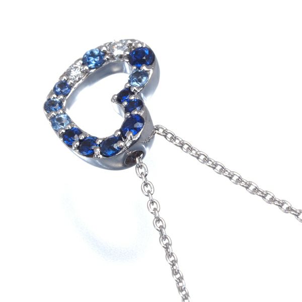 ポンテヴェキオ ネックレス サファイア 0.23ct ダイヤ 0.03ct  ハート K18WG 