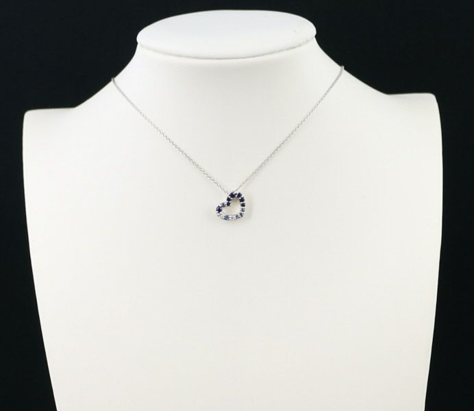 ポンテヴェキオ ネックレス サファイア 0.23ct ダイヤ 0.03ct  ハート K18WG 