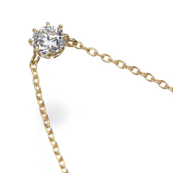 アーカー ネックレス ダイヤ 0.15ct ソルティアラウンド 一粒 K18YG 