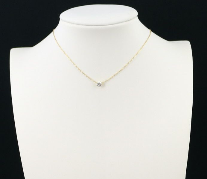 アーカー ネックレス ダイヤ 0.15ct ソルティアラウンド 一粒 K18YG 