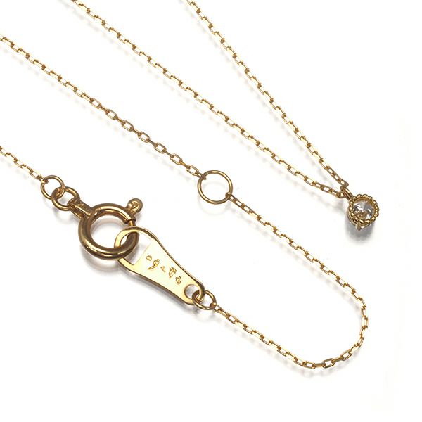 アガット ネックレス ダイヤ 0.05ct  一粒 K18YG 
