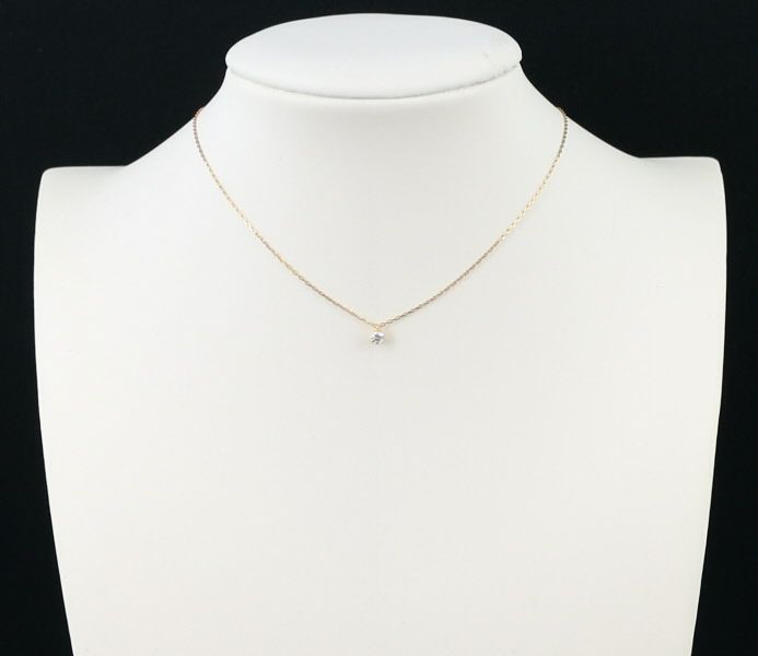 アガット ネックレス ダイヤ 0.05ct  一粒 K18YG 
