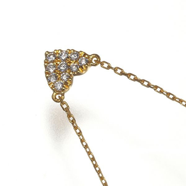 アーカー ネックレス ダイヤ 0.05ct ハートパヴェ  K18YG 