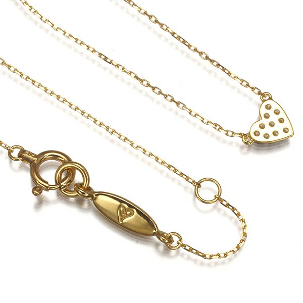アーカー ネックレス ダイヤ 0.05ct ハートパヴェ  K18YG 