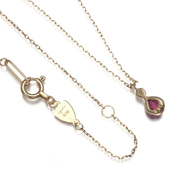 アガット ネックレス ルビー ダイヤ 0.01ct   K10YG 