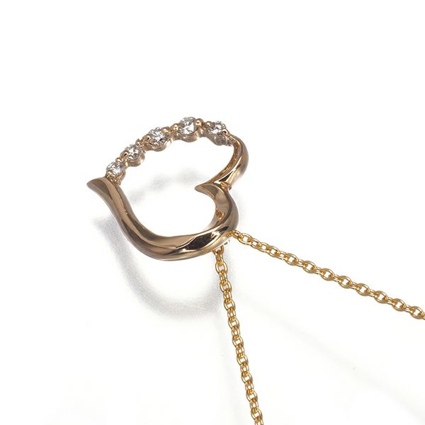 スタージュエリー ネックレス ダイヤ 0.07ct  ハート K18PG 