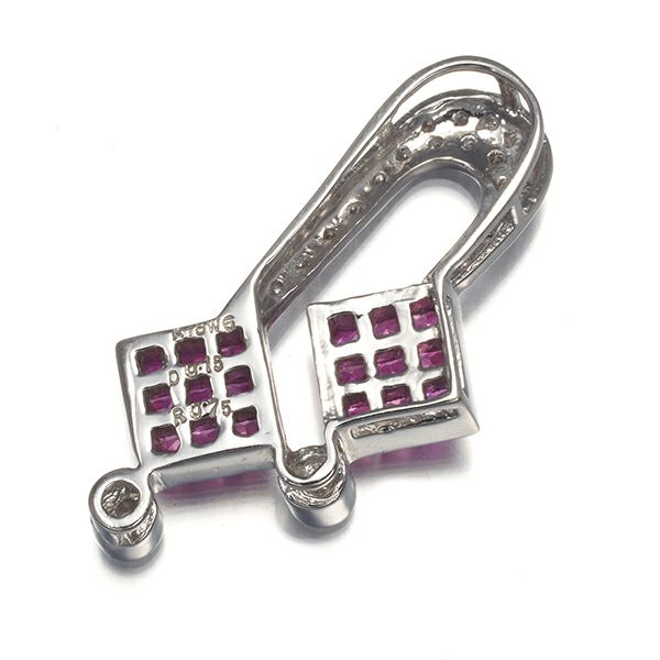 ルビー 0.75ct ダイヤ 0.15ct  ミステリーセッティング ペンダントトップ K18WG 