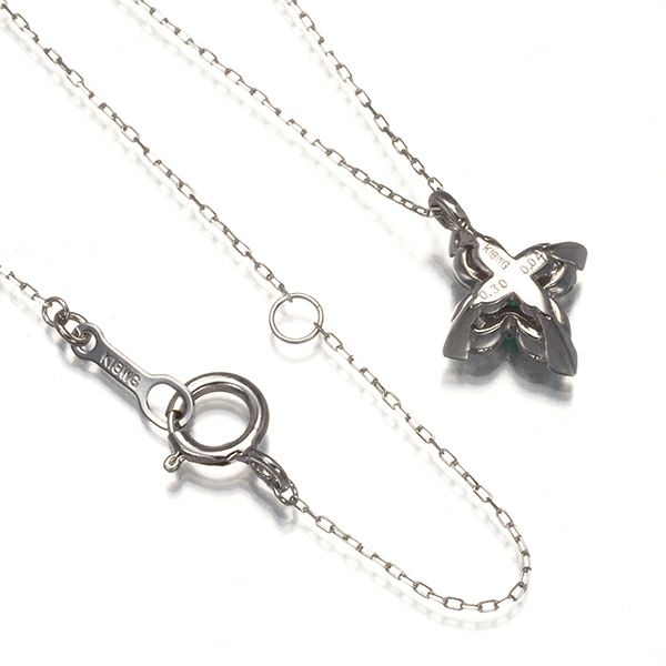 エメラルド 0.04ct ダイヤ 0.30ct フラワー  ネックレス K18WG 