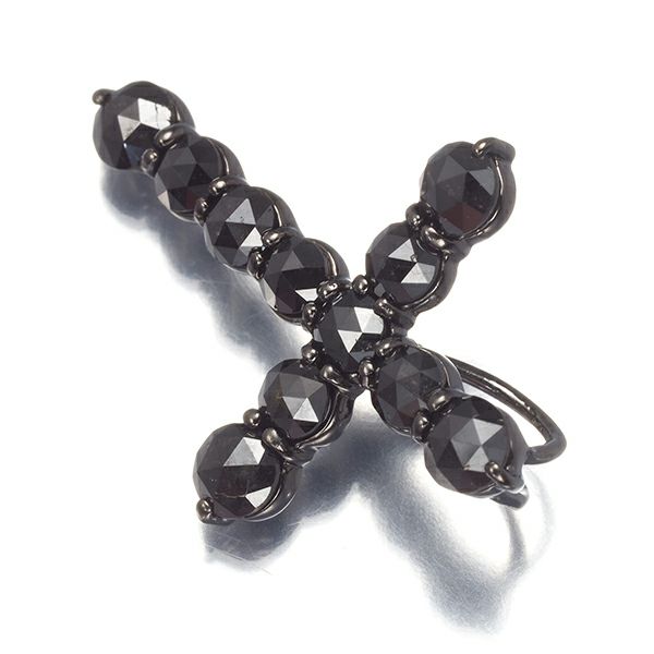 ローズカットブラックダイヤ 1.70ct クロス  ペンダントトップ K18WG/ブラックコーティング 