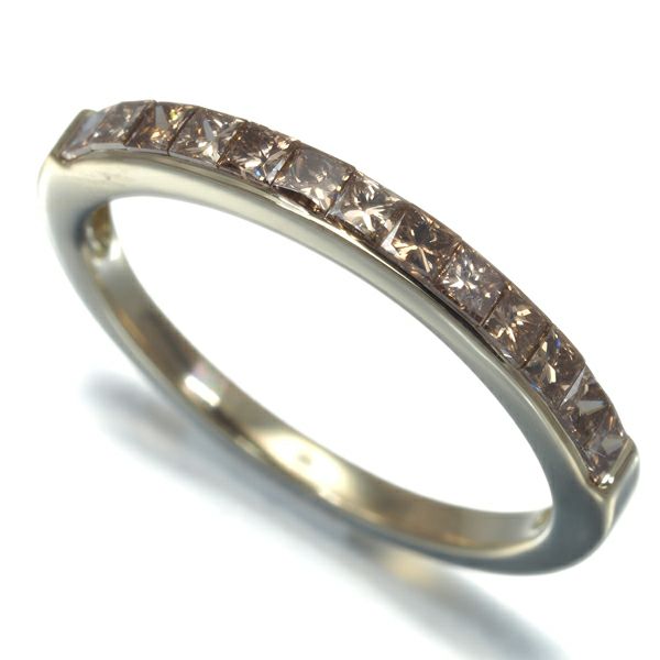 ブラウンダイヤ 0.52ct レールセッティング  リング K18BG 