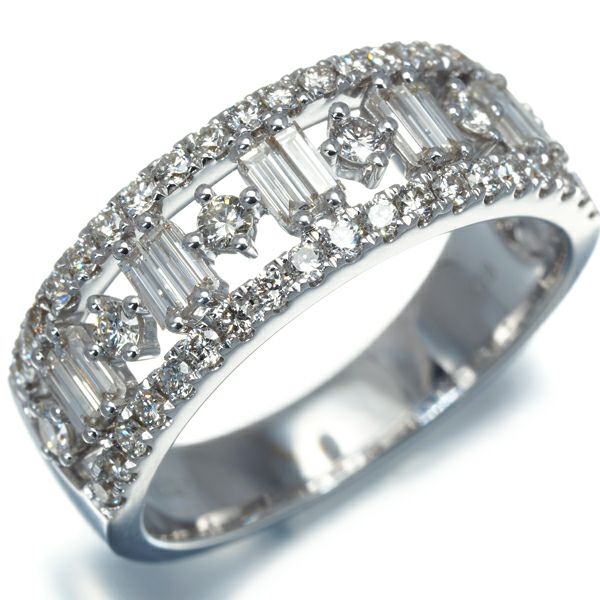 ダイヤ 0.832ct 透かし 2種カット  リング K18WG 
