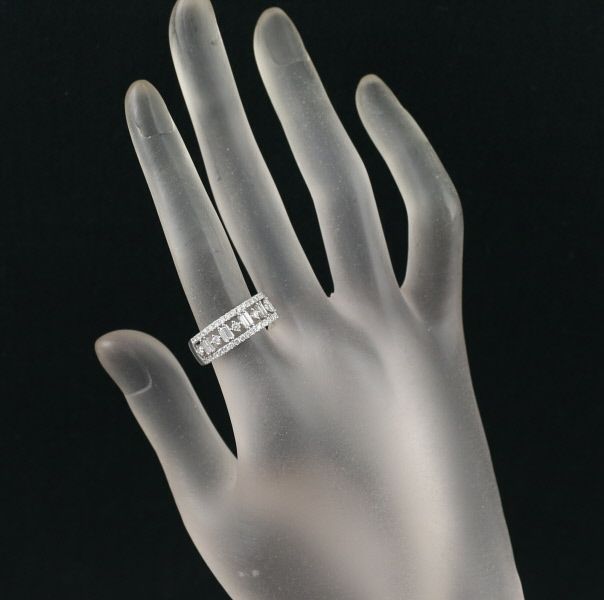 ダイヤ 0.832ct 透かし 2種カット  リング K18WG 