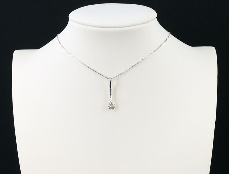 ブラウンダイヤ 0.425ct 一粒 ヌーディ ネックレス K18WG 