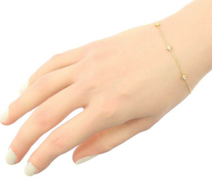 スタージュエリー ブレスレット ダイヤ 0.03ct クロッシングスター ステーション K18YG 
