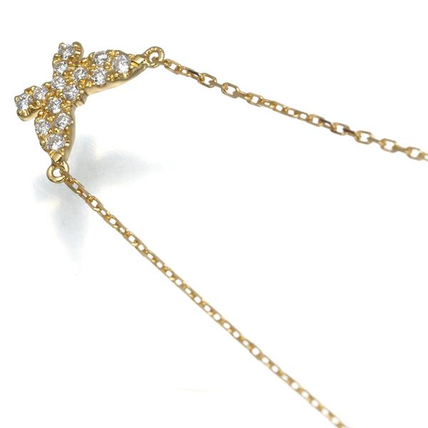 アーカー ネックレス ダイヤ 0.06ct バタフライ パヴェ K18YG 