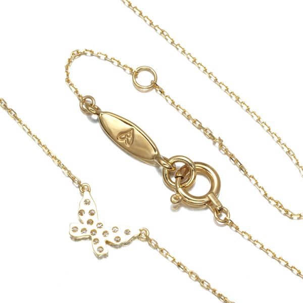 アーカー ネックレス ダイヤ 0.06ct バタフライ パヴェ K18YG 