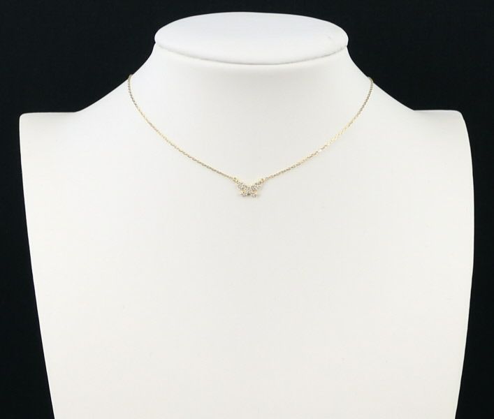 アーカー ネックレス ダイヤ 0.06ct バタフライ パヴェ K18YG 