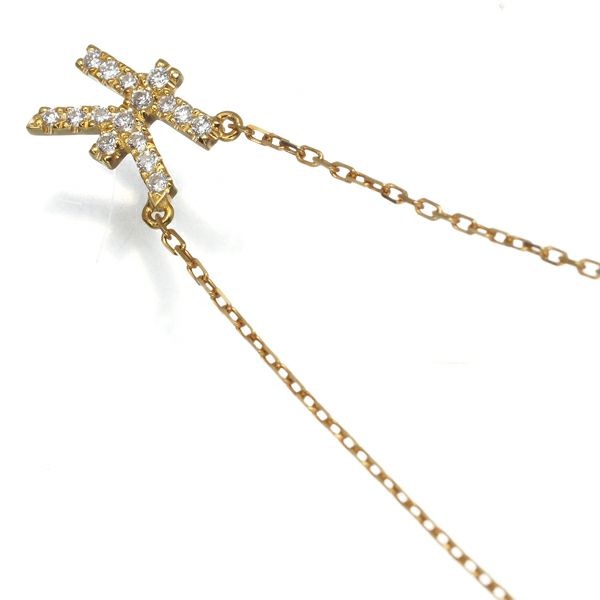 アーカー ネックレス ダイヤ 0.06ct イニシャル アルファベット K K18YG 