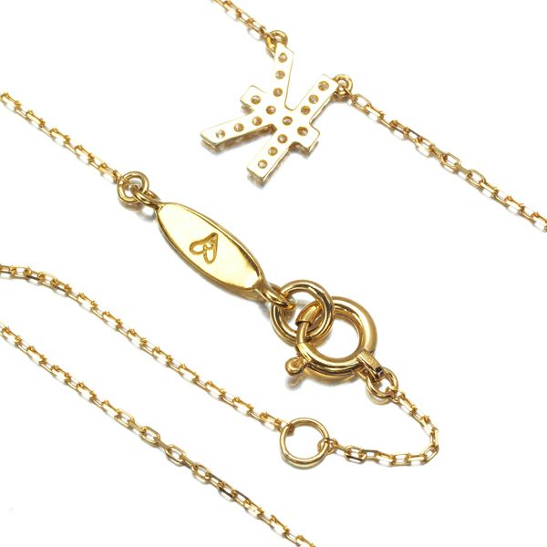 アーカー ネックレス ダイヤ 0.06ct イニシャル アルファベット K K18YG 