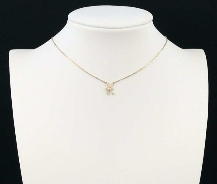 アーカー ネックレス ダイヤ 0.06ct イニシャル アルファベット K K18YG 