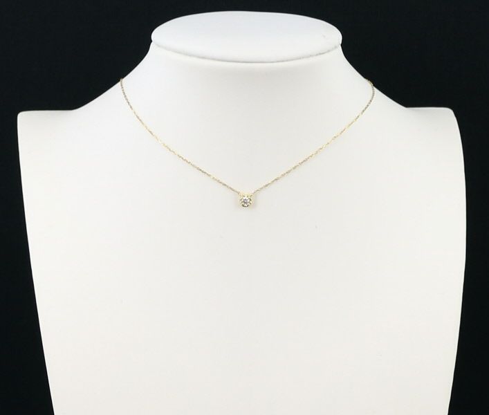 アーカー ネックレス ダイヤ 0.05ct ティア 一粒 K18YG 